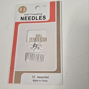 New In Package 12 Assorted AB Self-threading Sewing Needles
